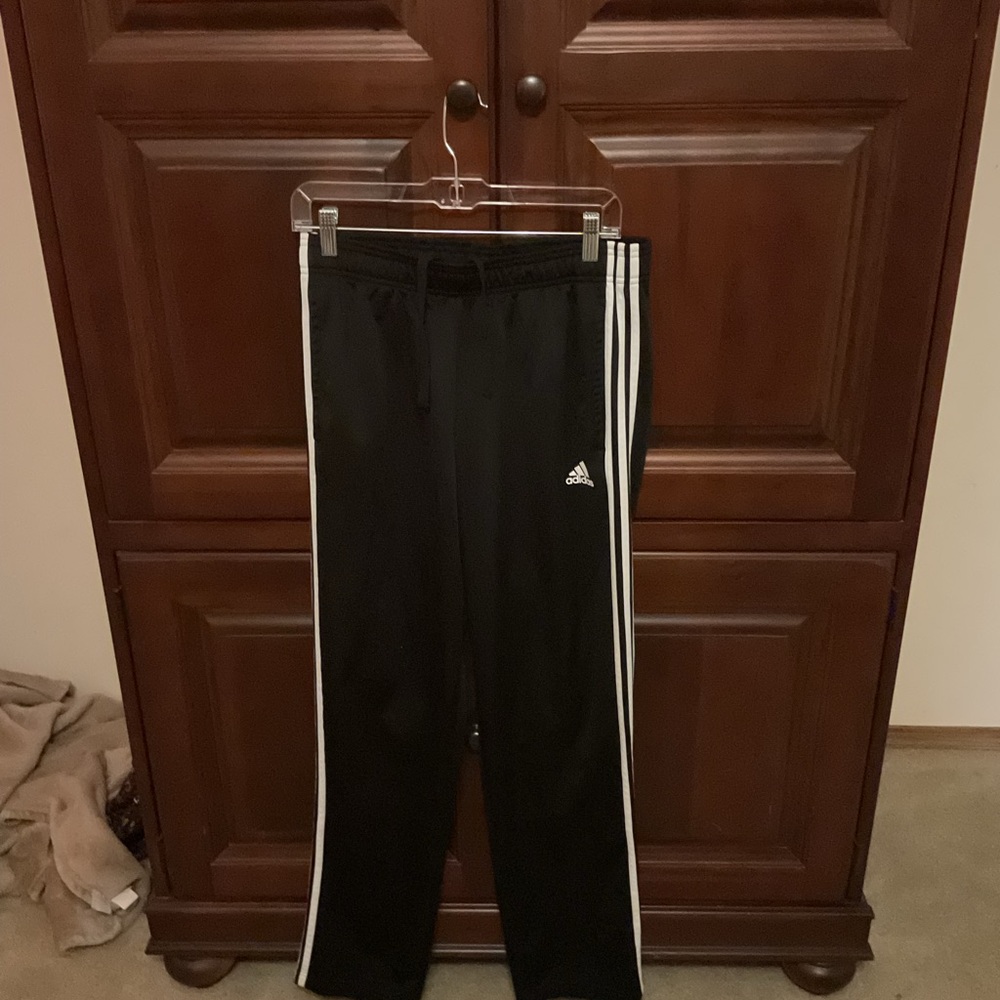 Adidas Black Joggers with White Stripes